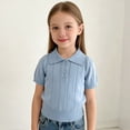 thumbnail image 2 of GiLiling Kids Collared Knit Shirt - Short Sleeve Solid Color Lightweight Sweater Polo Top for Boys Girls Summer Wear (Sky Blue, 8-9 Years), 2 of 6