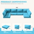 thumbnail image 3 of Snubbull 6-Seat Sectional Outdoor Patio Replacement Cushions Set, 25.5" x 25.5", 5" Foam High-Density, 14-Piece Water-Resistant Outdoor Cushion for Patio Conversation Sets, Liner&Cover, Lake Blue, 3 of 6