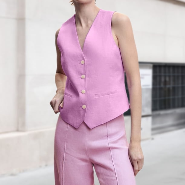 Camiseta sin mangas con cuello en V estilo informal Top sin mangas para mujer Top corto traje de trabajo de oficina