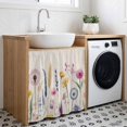 thumbnail image 3 of Spring Floral Cabinet Curtain 35"Wx35"L, Dustproof Under Sink Skirt with Self Adhesive Tape, Summer Botanical Wild Flower Rustic Cabinet Curtain Cover for Kitchen Sink, Bathroom Vanity, Laundry Room, 3 of 9