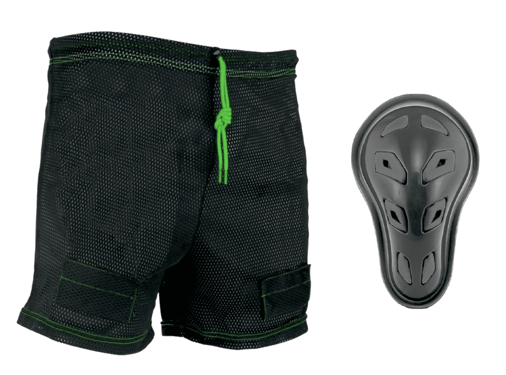 VIBE Youth Hockey Jock Mesh Shorts with Cup and Sock Tabs – Medium/Large