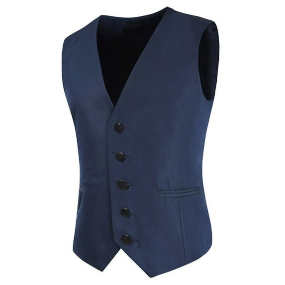 ICHUANYI Fashion Vintage Formal Business Men's Breasted Vest V-Neck Waistcoat Waist Vest