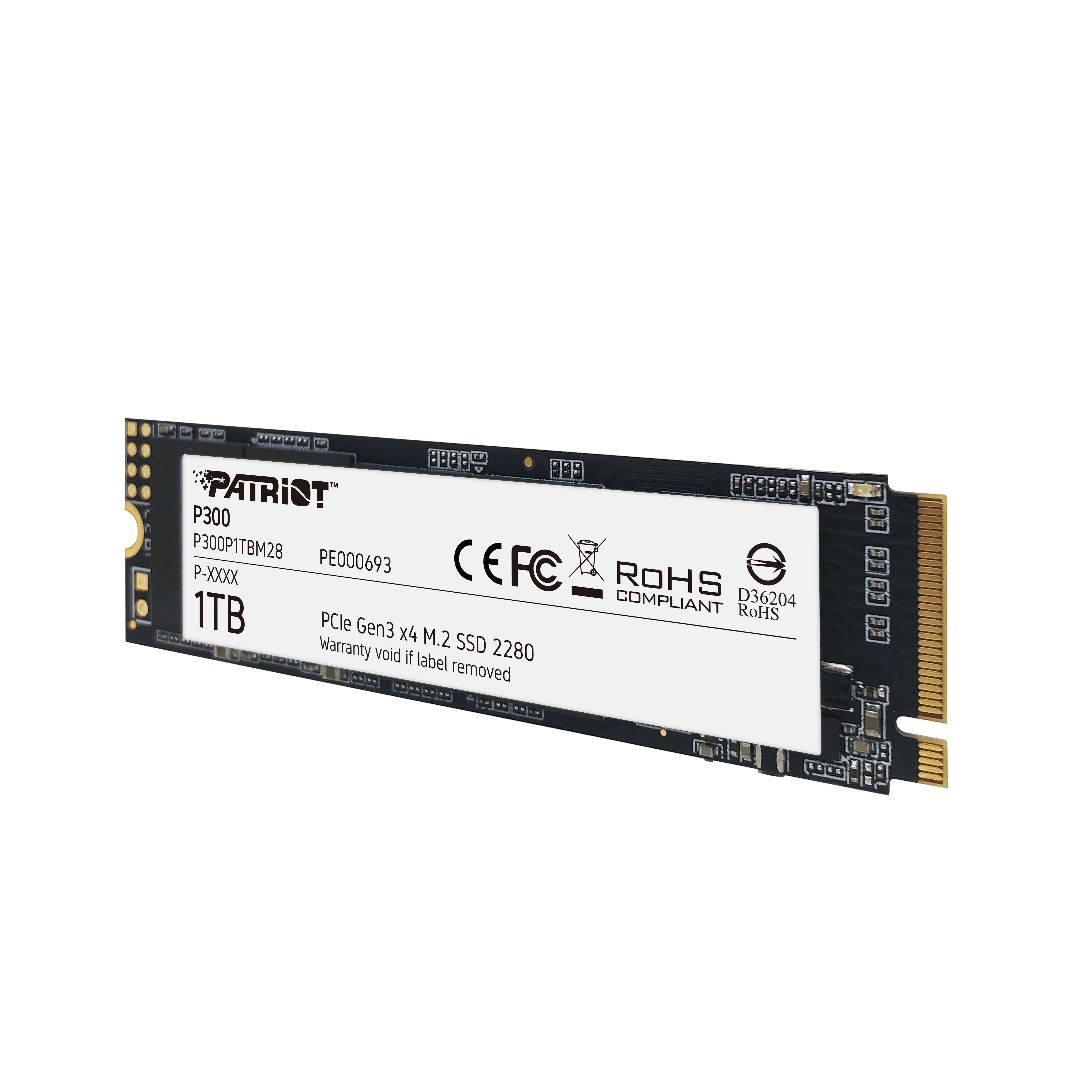 Patriot P300 M.2 2280 1TB PCIe Gen3 x4, NVMe 1.3 Internal Solid State Drive (SSD) P300P1TBM28