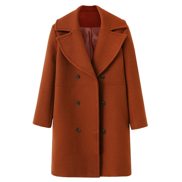 WEIYLL Vestes en Molleton pour Femmes Mélange de Laine Mi-Longues à Double Col Rouge Hauts d'Automne Décontractés Taille TG