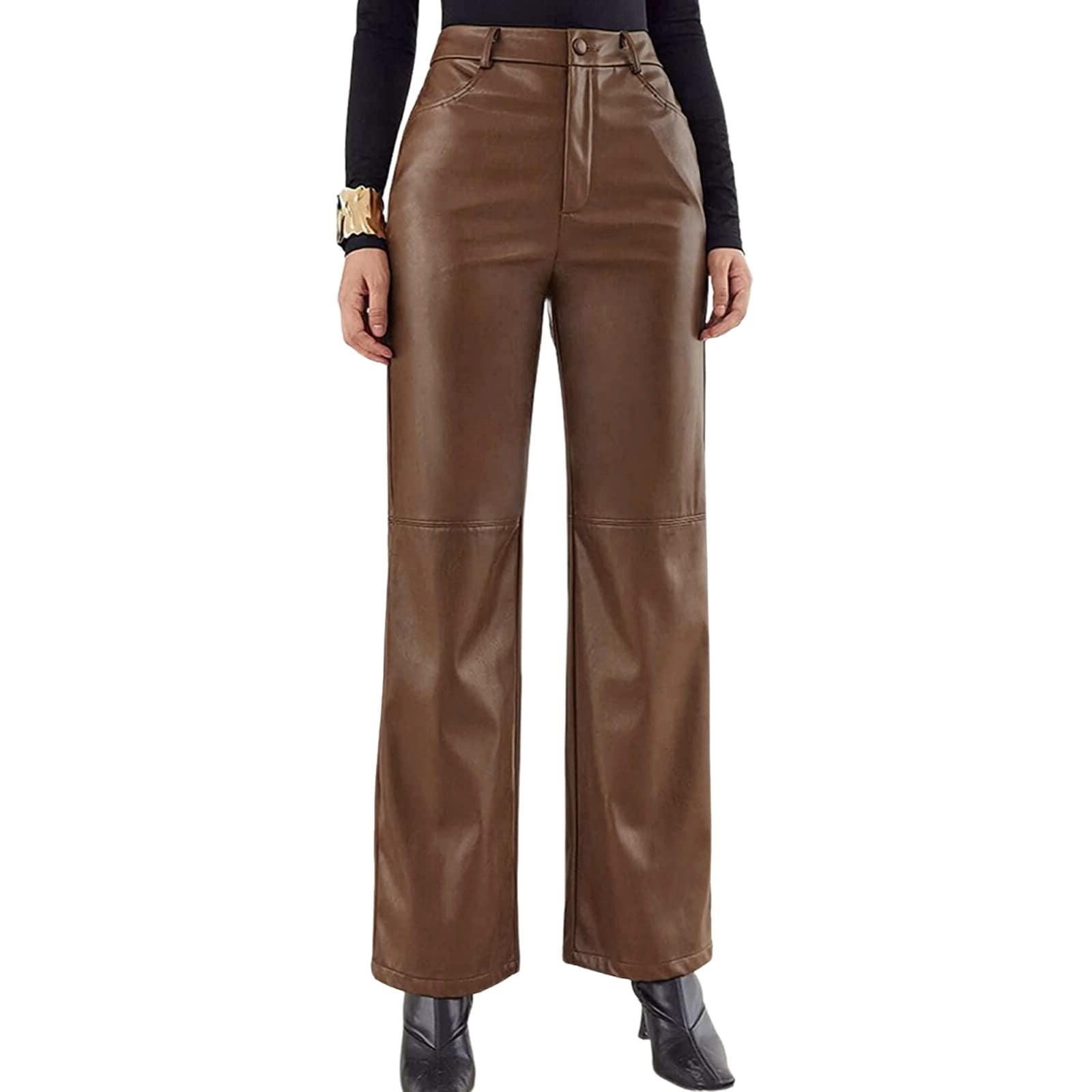 DondPO Leather Pants,Sweatpants Women Women Faux Leather Pants