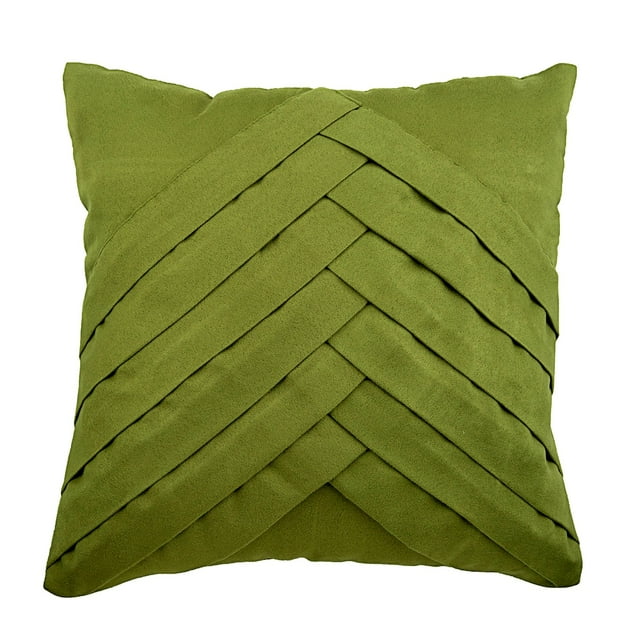 Housse de Coussin Vert Olive 20x20 Housse de Coussin Plissée en Suède, Coussin Texturé Moderne Pintuck, Housse de Coussin Verte 20x20 Pouces (50x50 cm), Uni - Vert Sans Limites Sans Lignes
