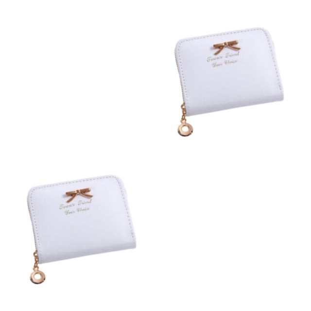 Sonducket Cartera pequeña duradera y cómoda de PU para monedas y artículos pequeños, tarjetero, carteras pequeñas, color blanco blanco 2Conjunto