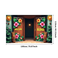 thumbnail image 3 of LUUFILx Tropical Hawaiian Welcome Banner Tiki Mask Backdrop Aloha Party Decoration Summer Festive Event Luau Background Colorful Floral Beach Vibes, 3 of 8