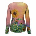 thumbnail image 5 of Camisas informales de manga larga para mujer, sudadera de cuello redondo con estampado Floral de plantas, jersey de cuello redondo, túnica holgada con estampado de puesta de sol Pompotops  gfhjh19901, 5 of 5