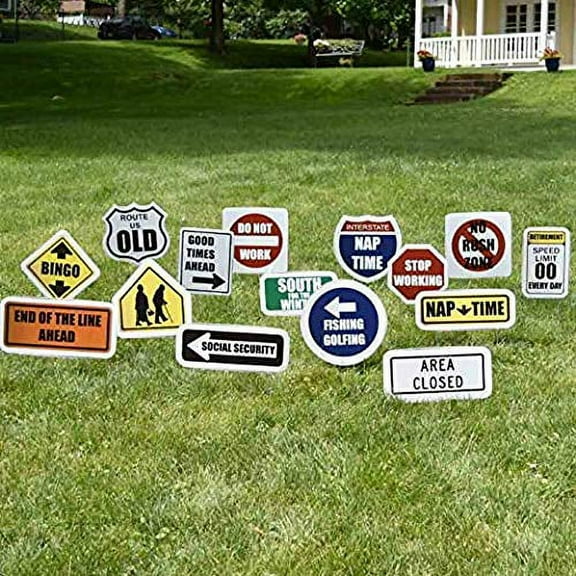 Retirement Yard Decoration, Retirement Road Signs 15pcs with Stakes