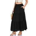 thumbnail image 5 of Ediodpoh Womens Skirts Summer Casual Smock Layered Tiered High Waisted A Line Flowy Long Skirt with Pockets and Maxi Skirts for Women Black M, 5 of 6