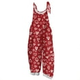 thumbnail image 3 of Womens Valentine's Day Overalls Pink Love Heart Printed Bagggy Straight Leg Rompers Valentines Adjustable Straps Sleeveless Overalls, 3 of 3