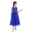 thumbnail image 6 of iiniim Girls Glitter Sequined Lace Tea Length Wedding Bridesmaid Party Flower Dress 2-12 Blue 8, 6 of 7