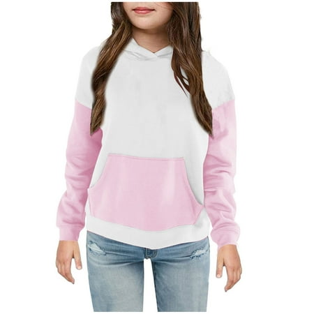 

LIaqionyy Unisex Boys Girls Hoodies Long Sleeve Sweatshirt Color Block Drop Shoulder Fall Clothes with Pockets