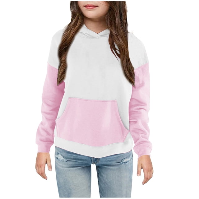 MeetoTime Sweat à Capuche pour Enfants Manches Longues Col Rond Haut Patchwork pour Bébés Garçons Filles 4-14 Ans