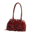 thumbnail image 1 of Bolso de hombro de piel sintética para mujer, con lazo y asa superior, elegante, para oficina Rojo, 1 of 9