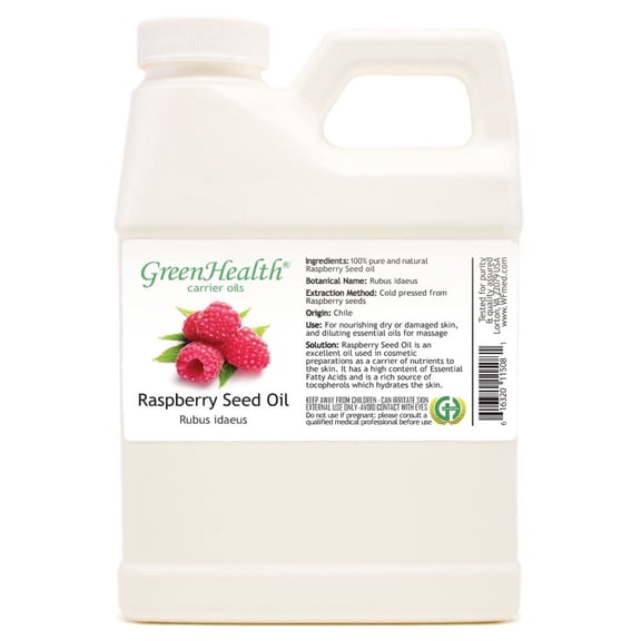GreenHealth Raspberry Seed Carrier Oil White Plastic Jug with Cap 16 fl oz