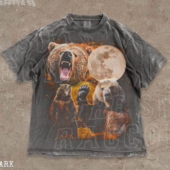 Three Bear Moon Shirt, Moon Animal Graphic Tee For Men Women, Vintage Wildlife Shirt, Retro Grizzly Graphic Tee, Nature Lover Gift DARK HEATHER Unisex S-5XL Hot Trending Shirt, Vintage Birthday Gift