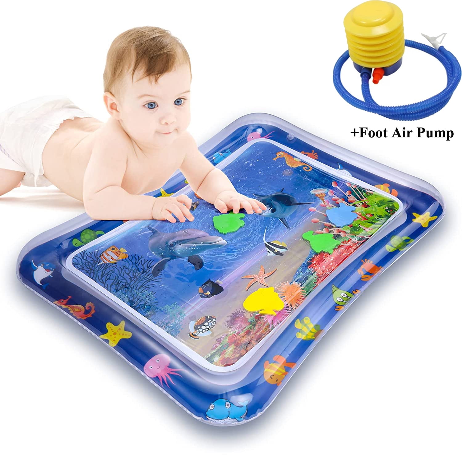 Tummy Time Water Mat Inflatable Baby Water Play mat for 3 6 9 Months  Newborn Girl & Boy Early Activity Center shark