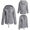 thumbnail image 3 of Women Lightweight Rain Jacket Outdoor Packable Waterproof Hooded Zip Raincoat Fashion Hiking Clothes, 3 of 6