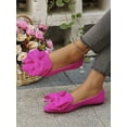 thumbnail image 3 of Plus Size Fashionable Sweet Butterfly Knot Pink Flat Shoes, Pointed Toe, Outdoor And Daily Spring & Autumn New Shallow Slip On Flat Shoes For Women, W, 3 of 5