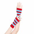 thumbnail image 5 of Unique Bargains 1 Pair Fingerless Gloves Stripes Style Knit Gloves Red, Blue, 5 of 5
