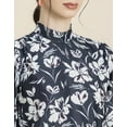 thumbnail image 4 of Moomaya Womens Printed Top, Ban Collar Long Cuff Sleeves Top, 4 of 8
