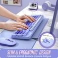 thumbnail image 3 of Chumajor Wireless Keyboard and Mouse, Silent Keyboard Mouse Combo, Full-Sized Colorful Typewriter Keyboard with Round Keycaps, 2.4G Cute Mouse Compatible with PC/Laptop/Computer(Purple), 3 of 8