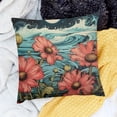 thumbnail image 2 of SHANXI Spring Throw Pillow Covers Square Botanical Abstract Floral Dragonfly Leaves Bohemian red Green Blue Velvet Comfortable Decorative Couch Bedroom 12x12in, 2 of 5