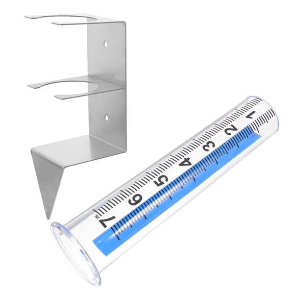 GOOHOCHY Outdoor Rain Gauge with Stainless Steel Rack Holder, Accurate Rainfall Measurement Tool for Garden, Lawn, Farm, Patio, Yard