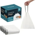 thumbnail image 1 of Trash Bags for 8-Gallon (30 L) Trash Cans, Drawstring Kitchen Garbage Bags, Pre-Separated, Quick-Dispense Box, Liner Code H, 4 Rolls, 160 Count, White UKRB031A04, 1 of 8