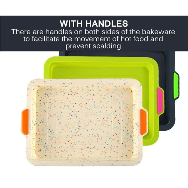 Silicone Bakeware with Handles Rectangular High Baking Pan Non-stick Baking Sheet Baking Tools for Home Restaurant Dessert Shop