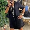 thumbnail image 3 of Vestido camisero holgado de lino y algodón de talla grande para mujer de Dnzceghtig, 3 of 6