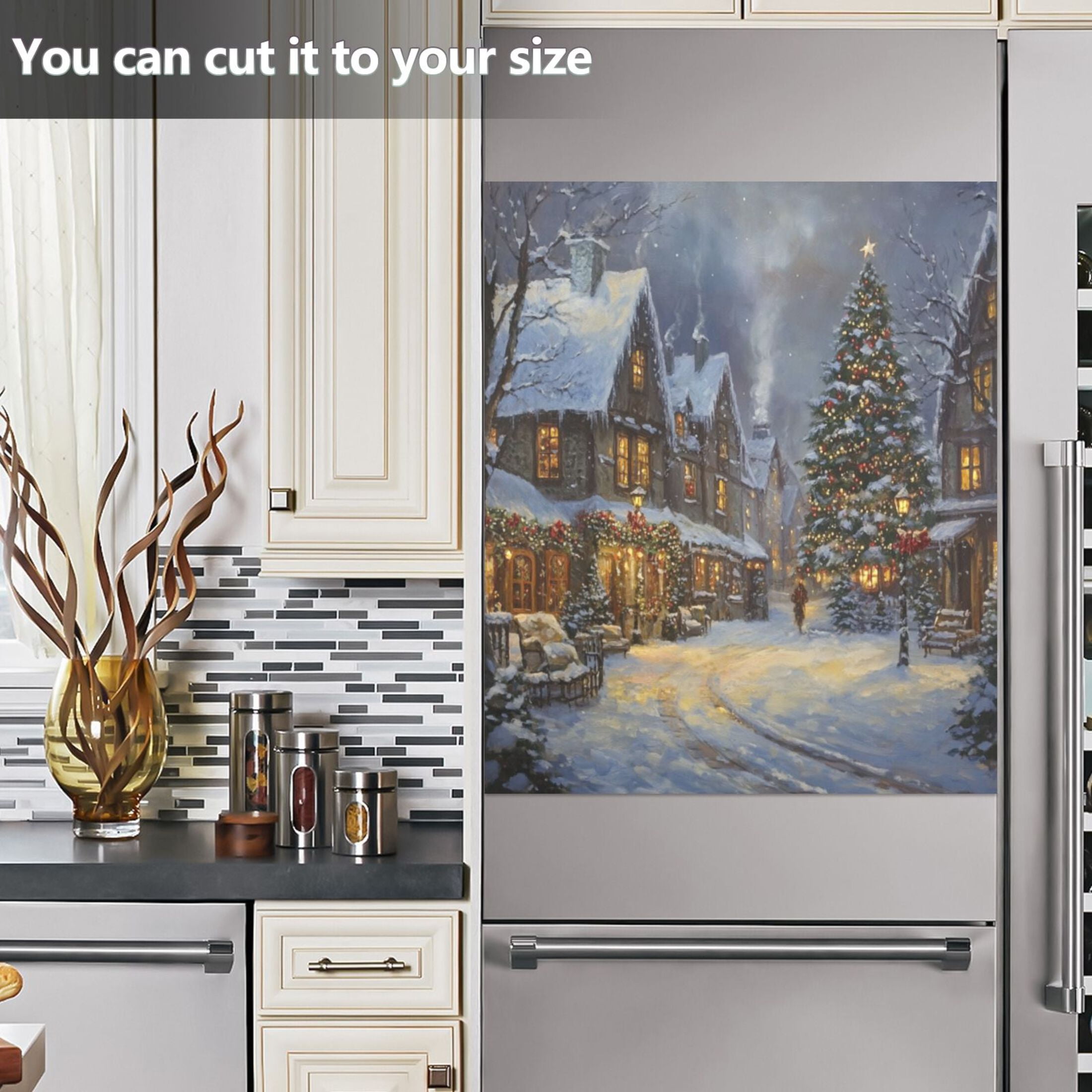 Dishwasher Magnetic Sticker 23x26 Inch Refrigerator Magnetic Sticker Washing Machine Magnetic Sticker Kitchen Panel Magnetic Sticker Home Decor Christmas Snow