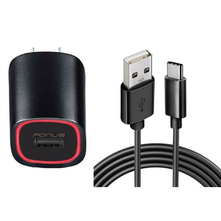 Fast 18W Home Charger for Motorola Edge Plus (2023)/(2022) - USB Cable 6ft TYpe-C Power Adapter Cord