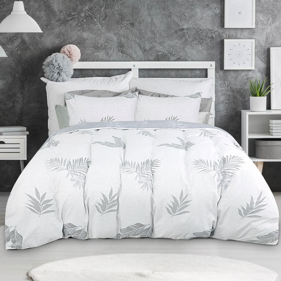 Botanic Flowers Leaves Print Details about   Spring Quilted Bedspread & Pillow Shams Set