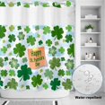 thumbnail image 2 of No Hook Shower Curtain, St. Patrick's Day Shower Curtains for Bathroom with See Through Top Window, Green Lucky Shamrock Leaves Cloud Blue Waterproof & Washable Bath Curtain Standard 72"x72", 2 of 9