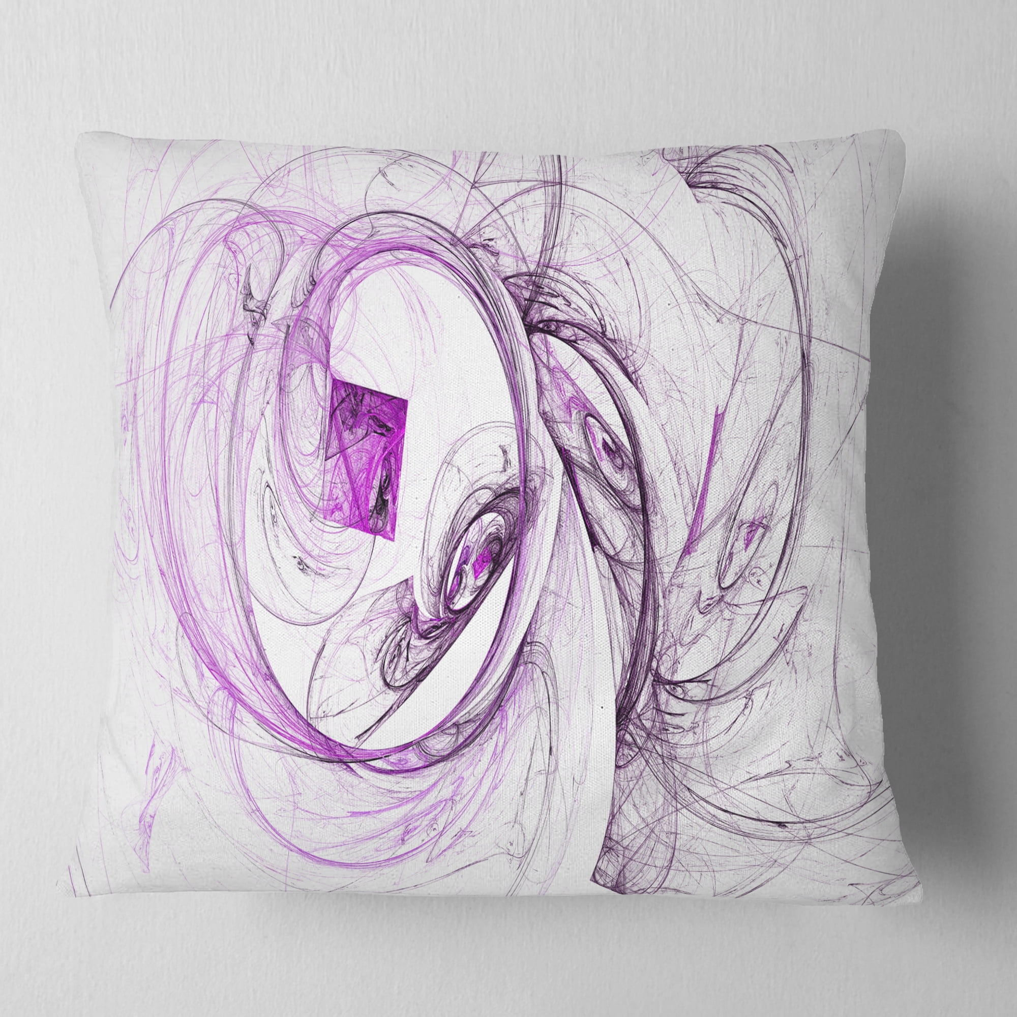 Designart Billowing Smoke Purple - Abstract Throw Pillow - 18x18