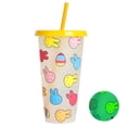 thumbnail image 1 of Vasos de bebida fría con pajita de 25 onzas, botella de agua con tapa que cambia de color de Pascua amarillo Ehuebsd Libre de BPA, 1 of 3