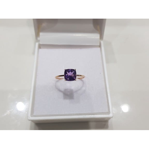 natural amethyst ring purple gemstone promise ring cushion cut February birthstone ring silver ring
