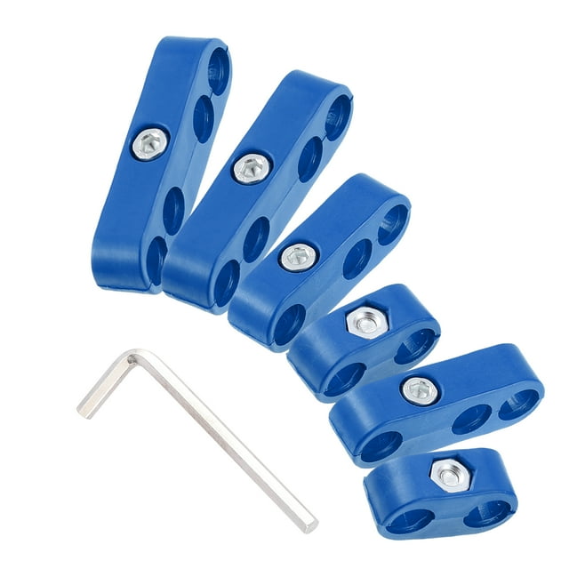 Unique Bargains 1 Set 8mm Car Engine Spark Plug Wire Separator Looms Divider Organizer Clamp Plastic Blue