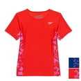 thumbnail image 2 of Speedo Big Girls Short Sleeve Print Splice Rash Guard UPF 50+ T-Shirt Swim Top (Red, L), 2 of 5