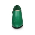 thumbnail image 6 of BLISSFUL STEP Women's Ankle Boots Chunky Heel Side Zipper Faux Leather Rubber Outsole Boots Green 7, 6 of 7