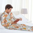 thumbnail image 6 of Lsque Retro Floral Butterfly Pattern Long Sleeve Pajama Set for Men - Soft 2-Piece Sleepwear and Loungewear Set with Pockets, Comfy Nightwear-Small, 6 of 7