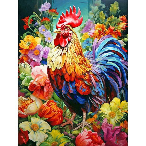 Pintura De Diamante 5D DIY Kit De Gallo De Taladro Redondo Completo Decoración Del Hogar 30x40cm
