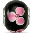 thumbnail image 4 of Sterling Silver Reflections Pink Floral Black Glass Bead (14.4 X 11.4) Made In China -Jewelry By Sweet Pea, 4 of 8