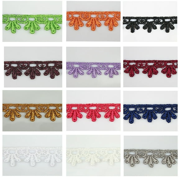 5/8" Black White Ivory Burgundy Red 12 Colors Venice Lace Trim Guipure By Yard