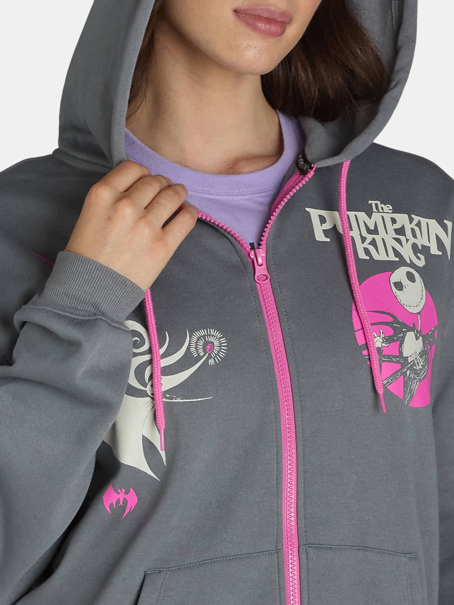 Nightmare Before Christmas Graphic Hoodie Pullover with Long Sleeves, Women's