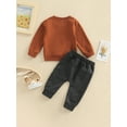 thumbnail image 4 of Bagilaanoe 2Pcs Toddler Baby Boy Long Pants Set Letter Print Long Sleeve Sweatshirt Pullover Tops+ Trousers 6M 12M 18M 24M 3T Fall Casual Sweatsuit, 4 of 8
