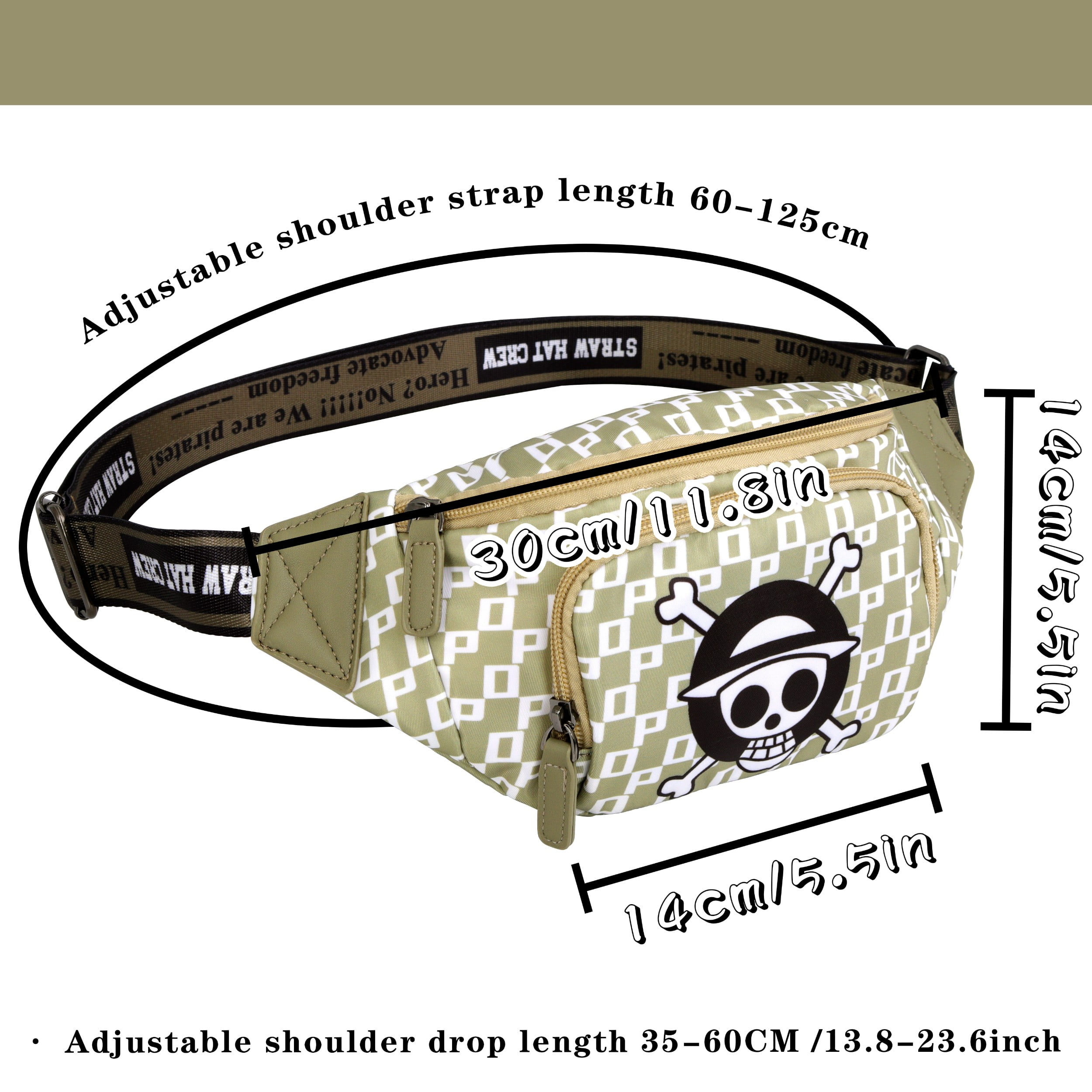 Roffatide Anime One Piece Straw Hat Crew Crossbody Fanny Pack for Men Women Waist Bag Chest Bag